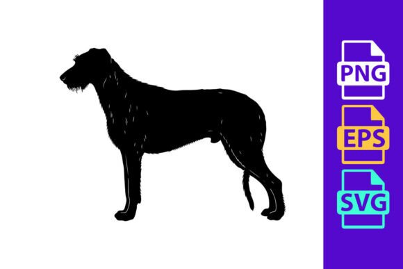 Black Dog Silhouette Standing Side View
