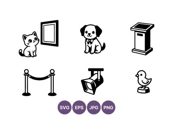 Black White Cat Dog Podium Icons