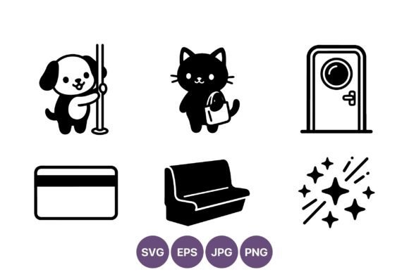 Black White Dog Cat Door Card Bench