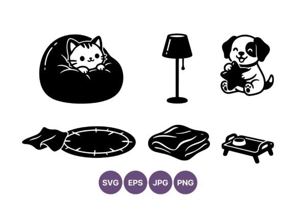 Cat and Dog Home Vector Art