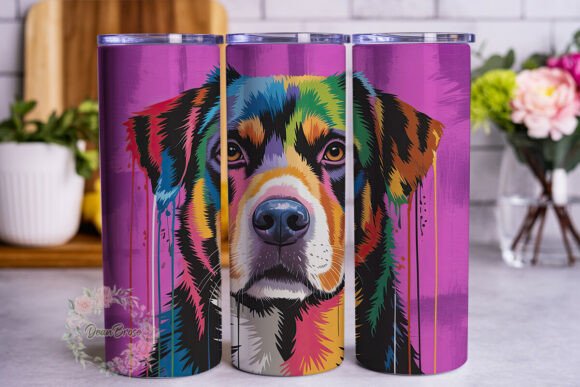 Colorful Dog Portrait 20oz Tumbler Wrap