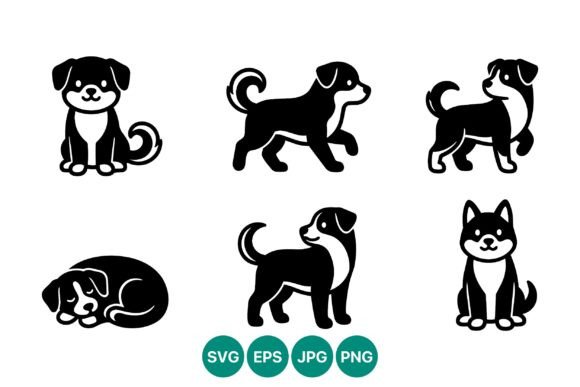 Cute Black White Dog Icons