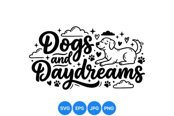 Cute Dog Daydream Vector Art
