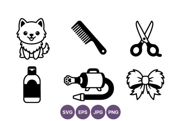 Cute Dog Grooming Tools Vector
