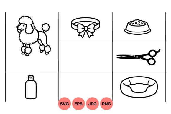 Cute Poodle Dog Grooming Icons