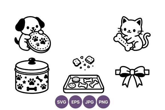 Dog and Cat Bones Bow Vector Art