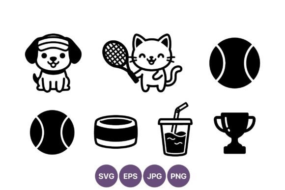 Dog Cat Tennis Racket Icons
