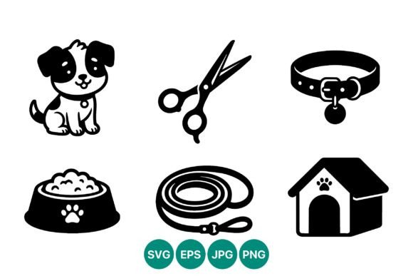 Dog Grooming Pet Care Icons