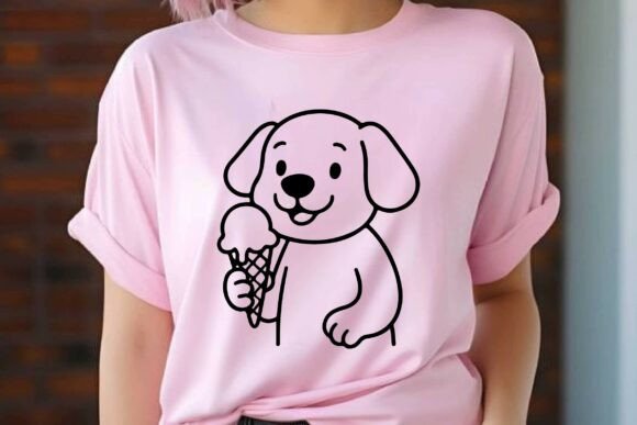 Dog Holding Ice Cream Clipart Vector