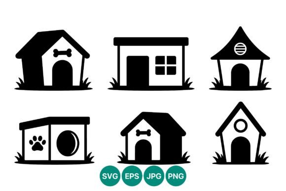 Dog House Icons Flat Design