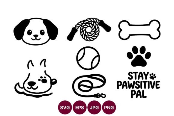 Dog Icons Vector Line Art