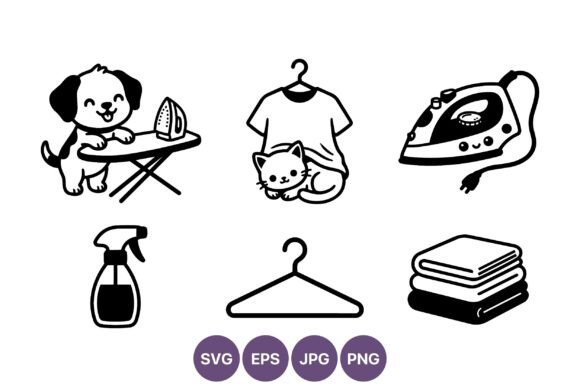 Dog Ironing Shirt Cat Clothes Vector
