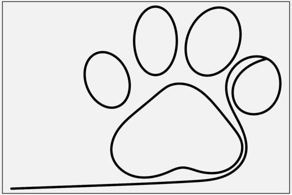 Dog Paw Minimal Line Art