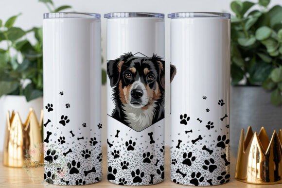 Dog Portrait Glitter Paw Print Tumbler