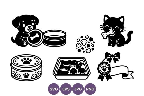 Dog Puppy Bone Tin Cat Treat Vector Art