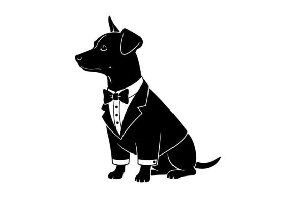 Elegant Dog in Tuxedo Vector Illustratio