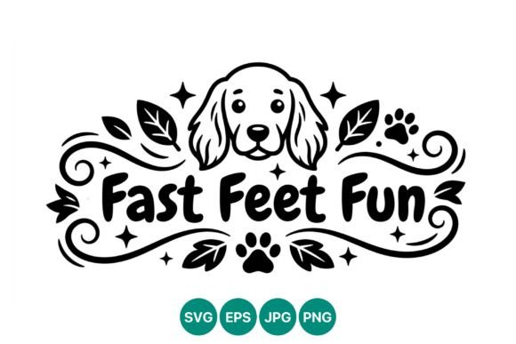 Fast Feet Fun Dog Face Vector