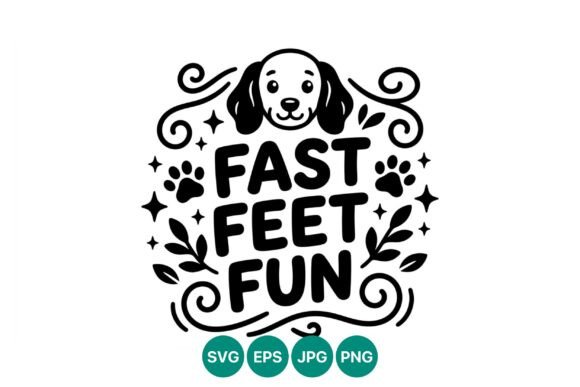 Fast Feet Fun Dog Text Vector