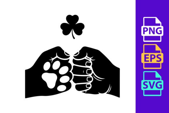 Fist Bump Dog Paw Shamrock Vector