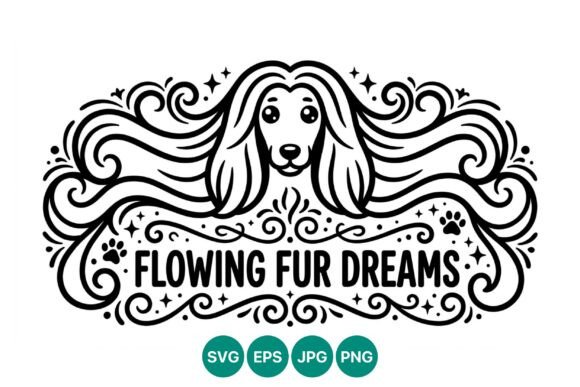 Flowing Fur Dreams Dog Face Vector