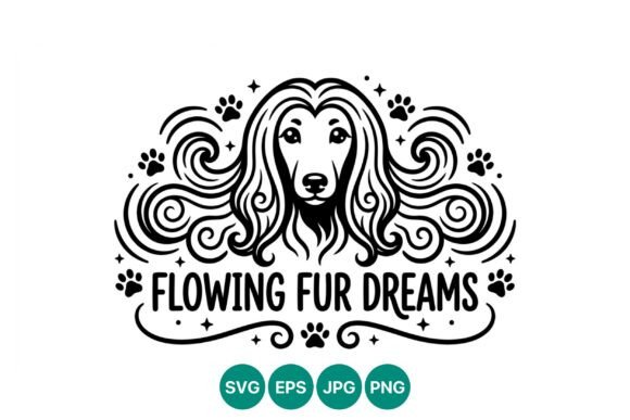 Flowing Fur Dreams Dog Head Vector