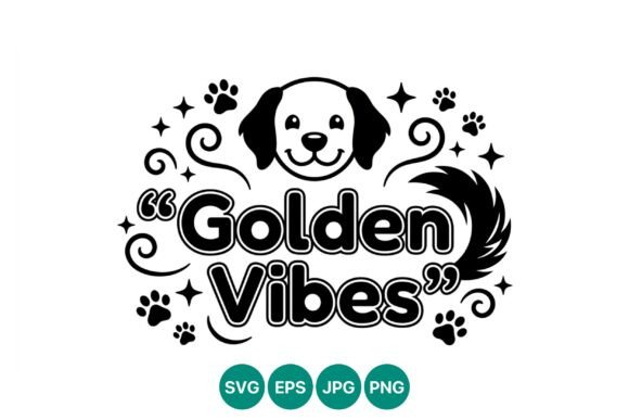 Golden Vibes Dog Face Vector
