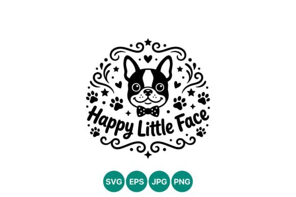 Happy Little Dog Face Vector Art