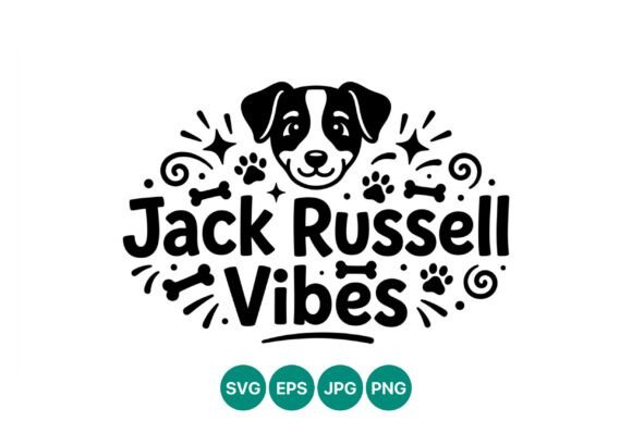 Jack Russell Vibes Dog Face Black White