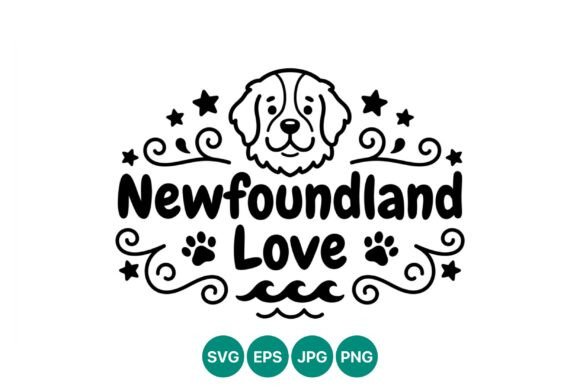 Newfoundland Dog Love Vector Design