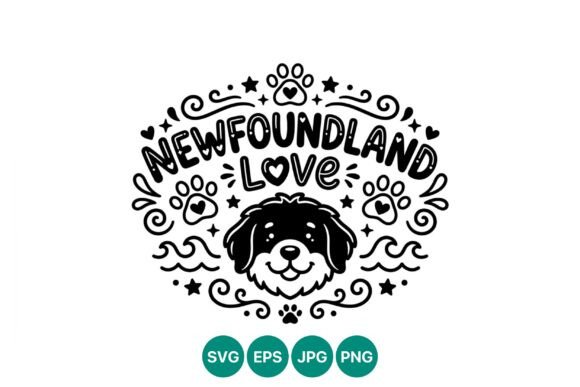 Newfoundland Love Dog Face Vector