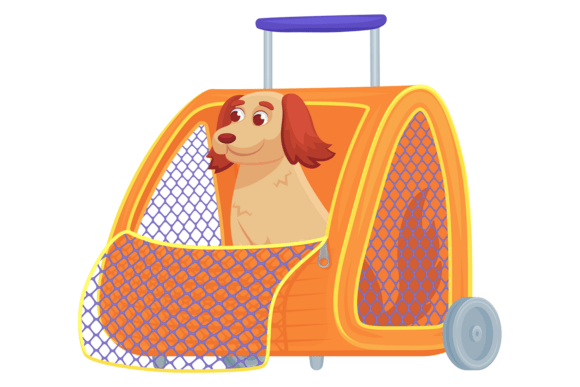 Pet Travel Bag Cartoon Icon. Happy Dog I