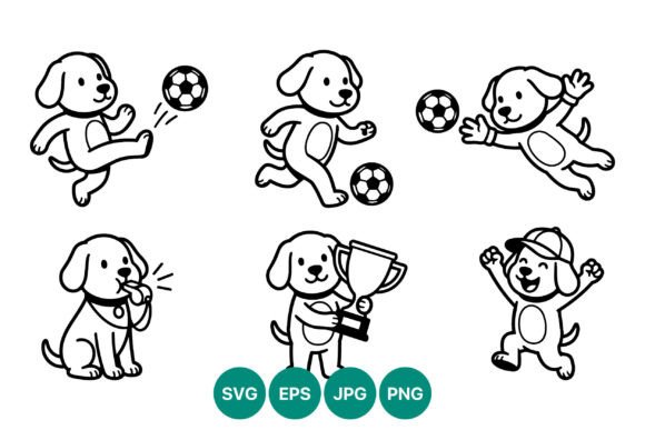 Playful Dog Soccer Vector Art