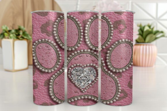 Skinny Tumbler Wrap Dog Paw Glitter