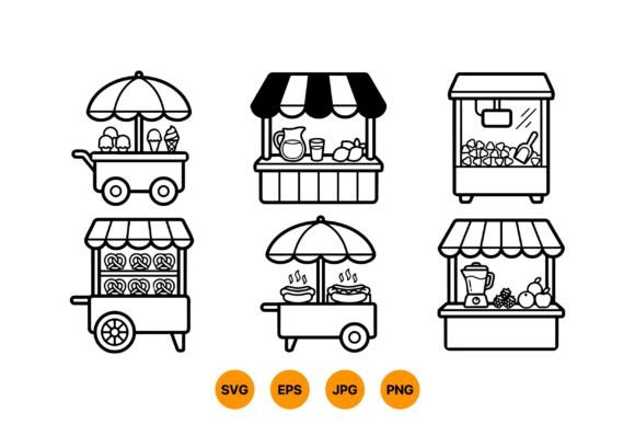 Street Food Market Clipart SVG