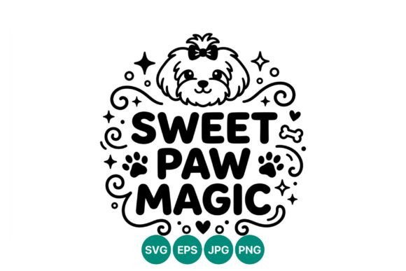 Sweet Paw Magic Dog Face Vector