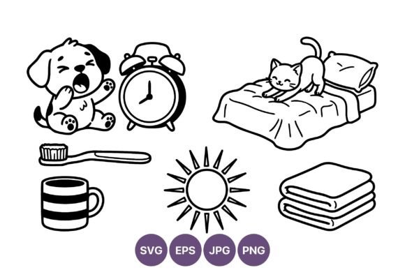 Yawning Dog Alarm Clock Cat Stretching